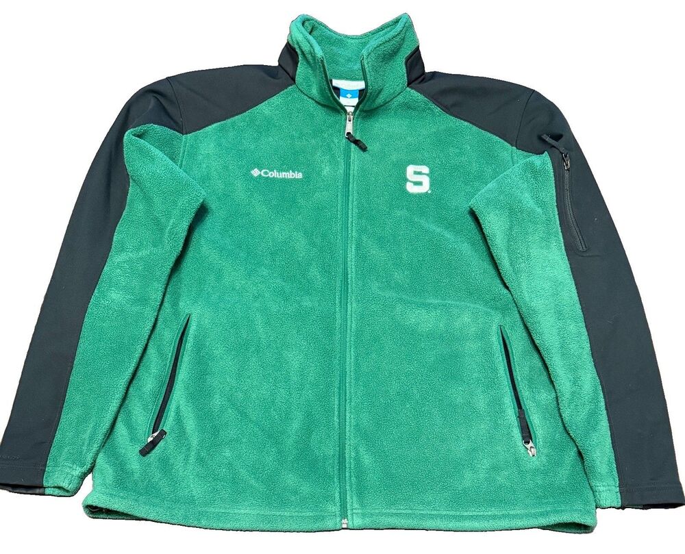 VTG Michigan State Spartans Columbia Fleece Jacket Mens XL Full-Zip, Embroidered
